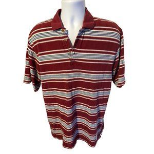 Greg Norman Collection red white and blue striped sandwash comfort polo shirt si